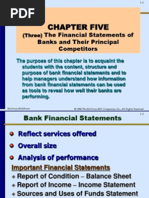 The Financial Statements Of Banks And Their Principal Competitors Banks Equity Finance