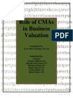 Role of Cmas in Business Valuation: Submitted To, Prof. Ritu Wadhwa Ma'Am