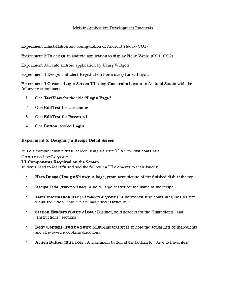 Lab Practical Experment (MAD) | PDF | Mobile App | Android (Operating ...