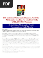 Download Download IAS CSIR NET GATE Mathematics Postal Correspondence Study Material by IMS Institute of Mathematical Sciences New Delhi SN104382140 doc pdf
