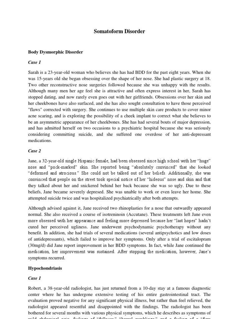 Somatic symptom disorder test picture