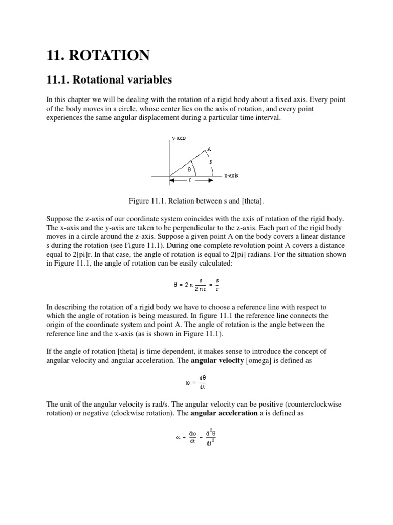 Rotation: 11.1. Rotational Variables | PDF | Acceleration | Rotation ...