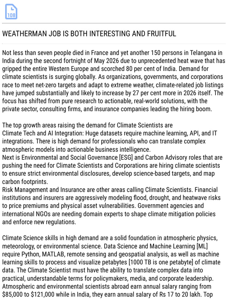 Weatherman Job Is Interesting | PDF | Climate | Climatology