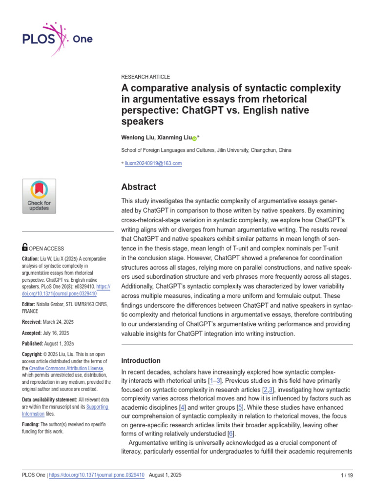 2. a Comparative Analysis of Syntactic Complexity in Argumentative ...
