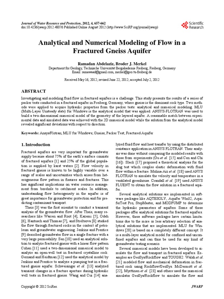Analytical and Numerical Modeling of Flow in A Fractured Gneiss Aquifer ...