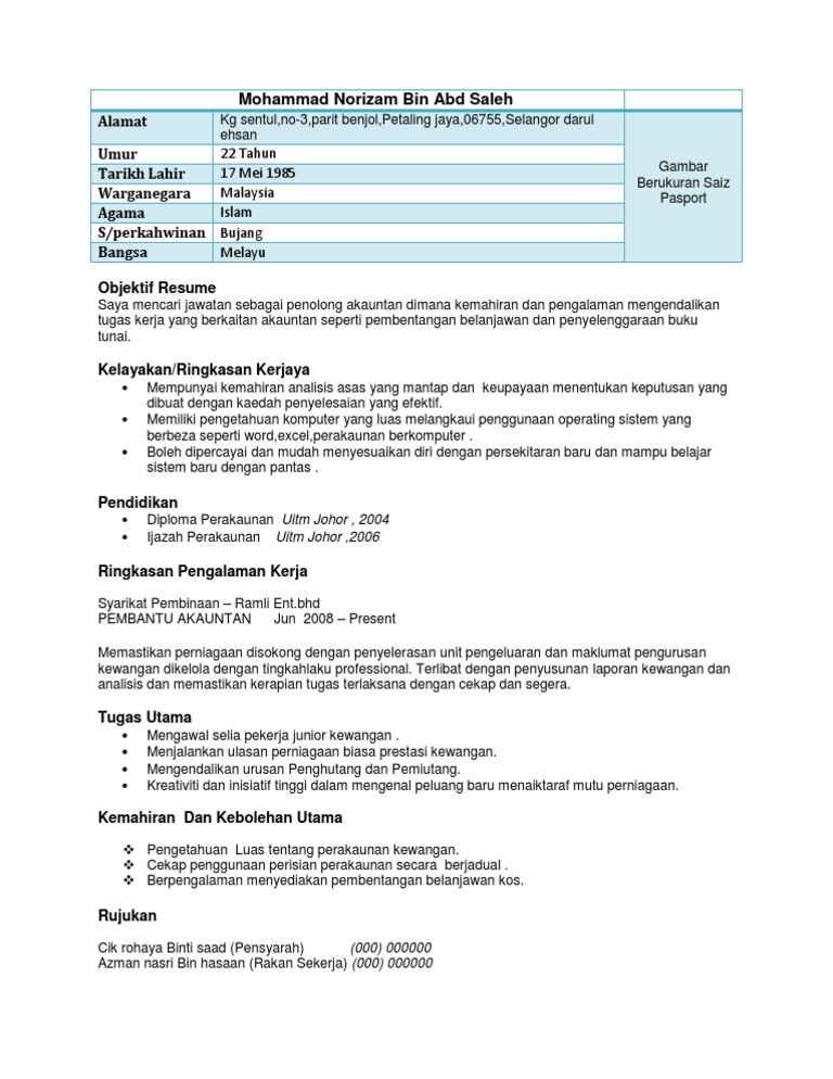 Resume Penolong Akauntan Pdf