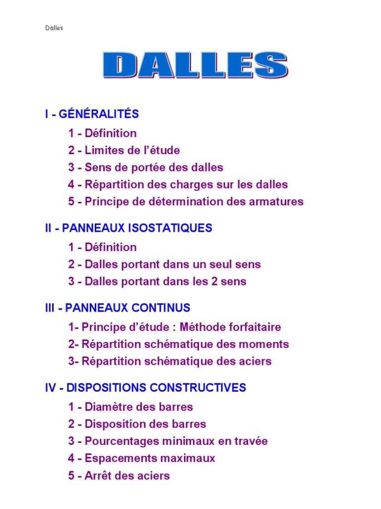 Définition et caractéristiques des dalles | PDF | Flexion (matériau ...