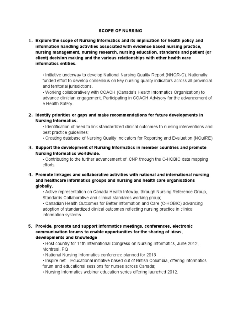 Scope of Nursing | PDF | Health Informatics | Nursing