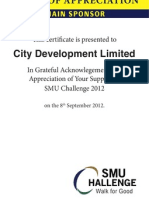 City Development Limited: This Certificate Is Presented To