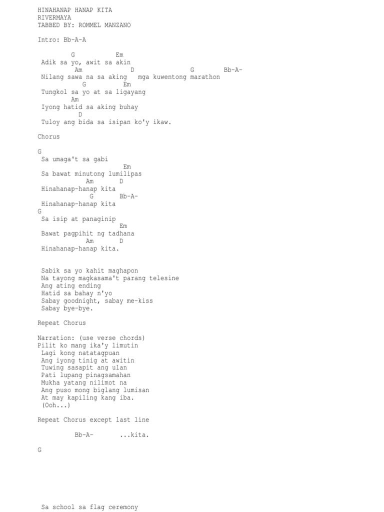 Hinahanap Hanap Kita Chord Pdf