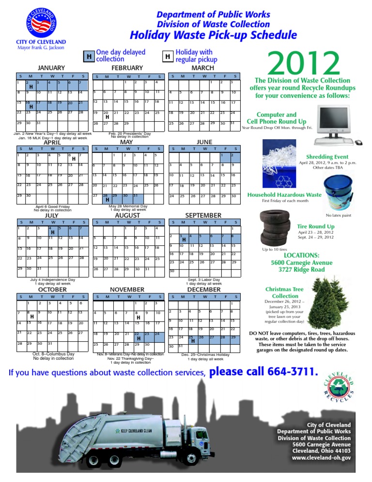 Waste Holiday Schedule PDF Holidays Observances