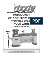 Grizzly Hevy Duty Wood Lathe manual