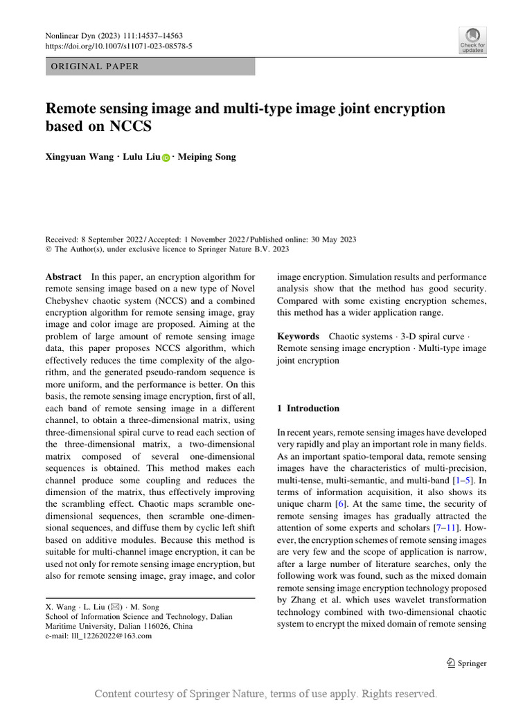 Remote Sensing Image and Multi-type Image Joint En | PDF | Key ...