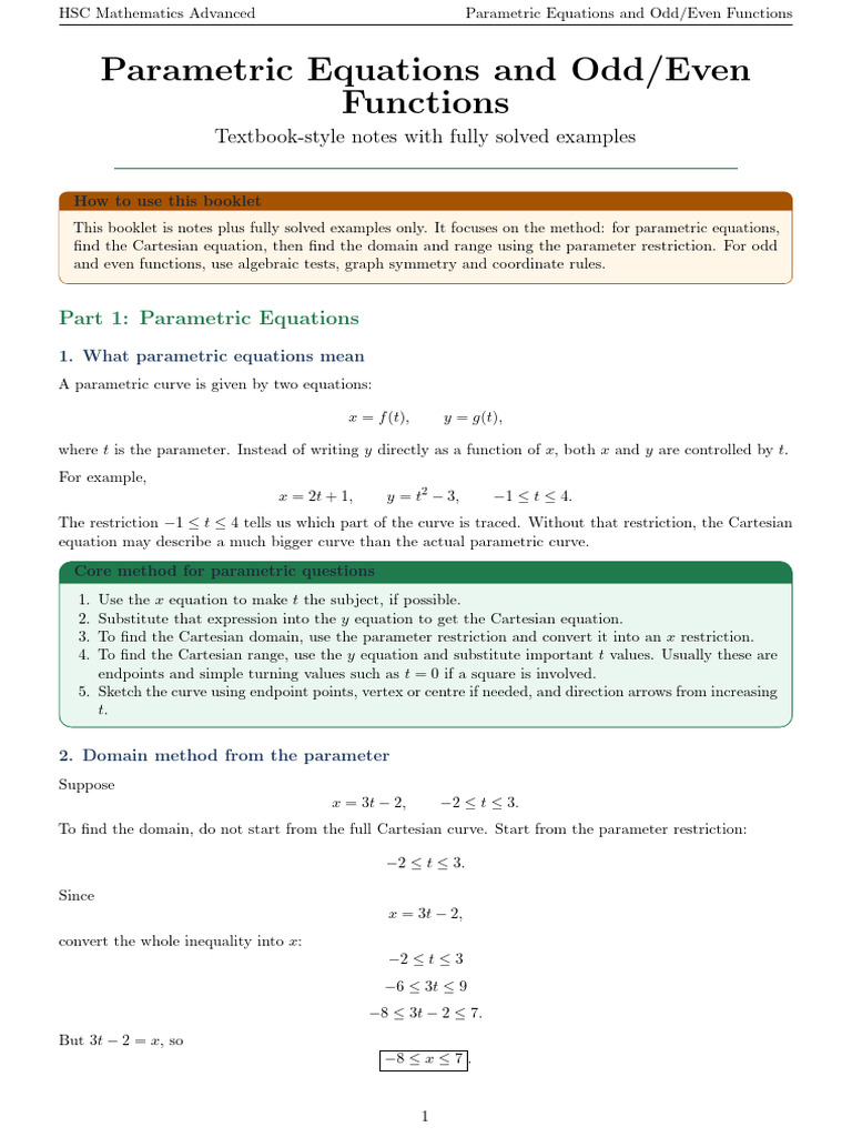 Parametric and Even:Odd | PDF | Equations | Function (Mathematics)