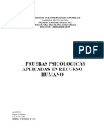 Trabajo Escrito Pruebas Psicologicas aplicadas al  Rrhh