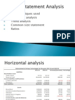 Analytical Techniques Used Horizontal Analysis Trend Analysis Common Size Statement Ratios