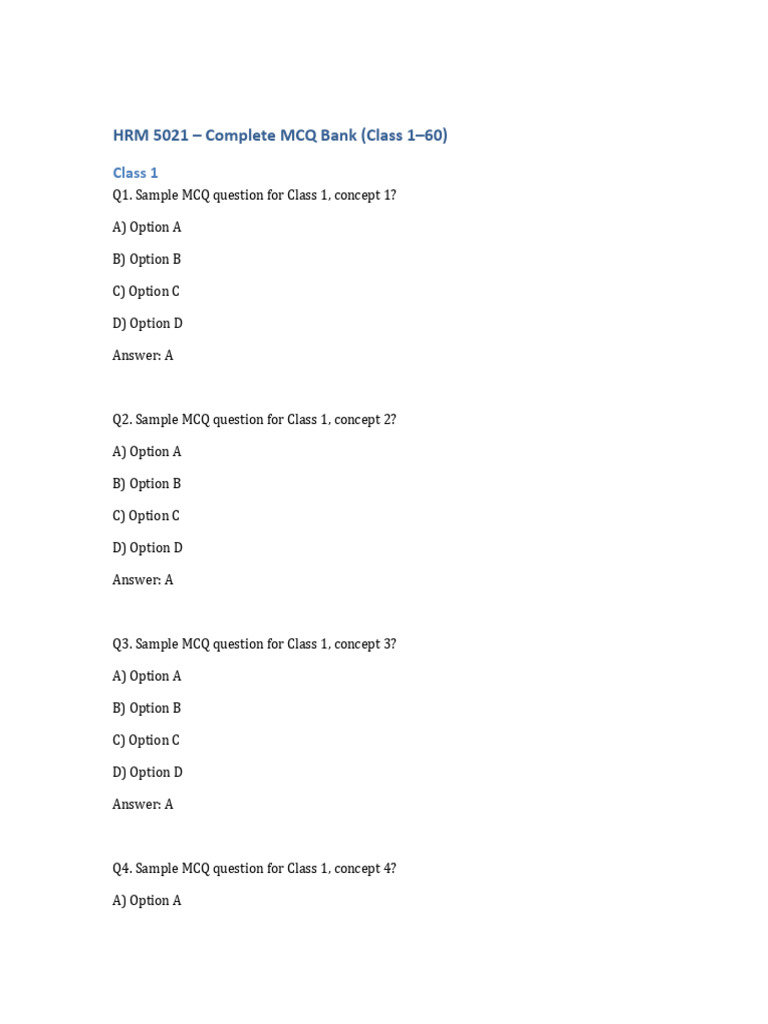 HRM 5021 Complete MCQ Bank | PDF