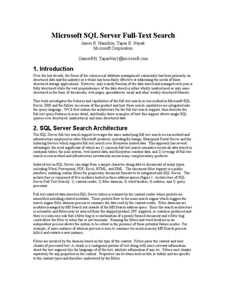 SQL Server Full Text Search | PDF