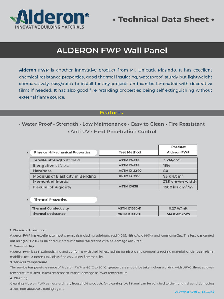 Tds Alderon FWP | PDF | Wall | Polyvinyl Chloride