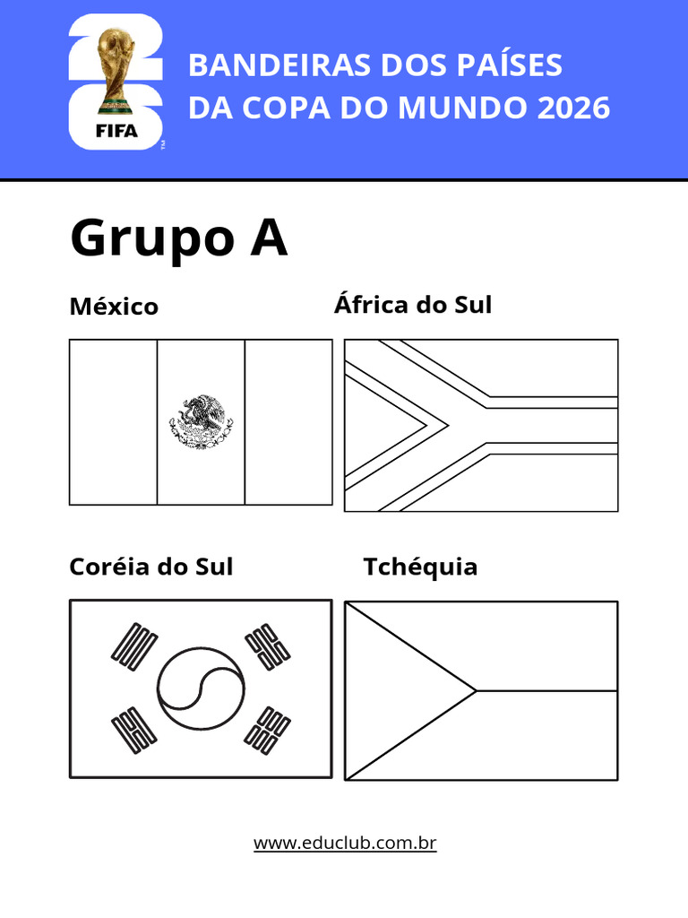 Bandeiras Dos Países Da Copa 2026 Para Colorir | PDF