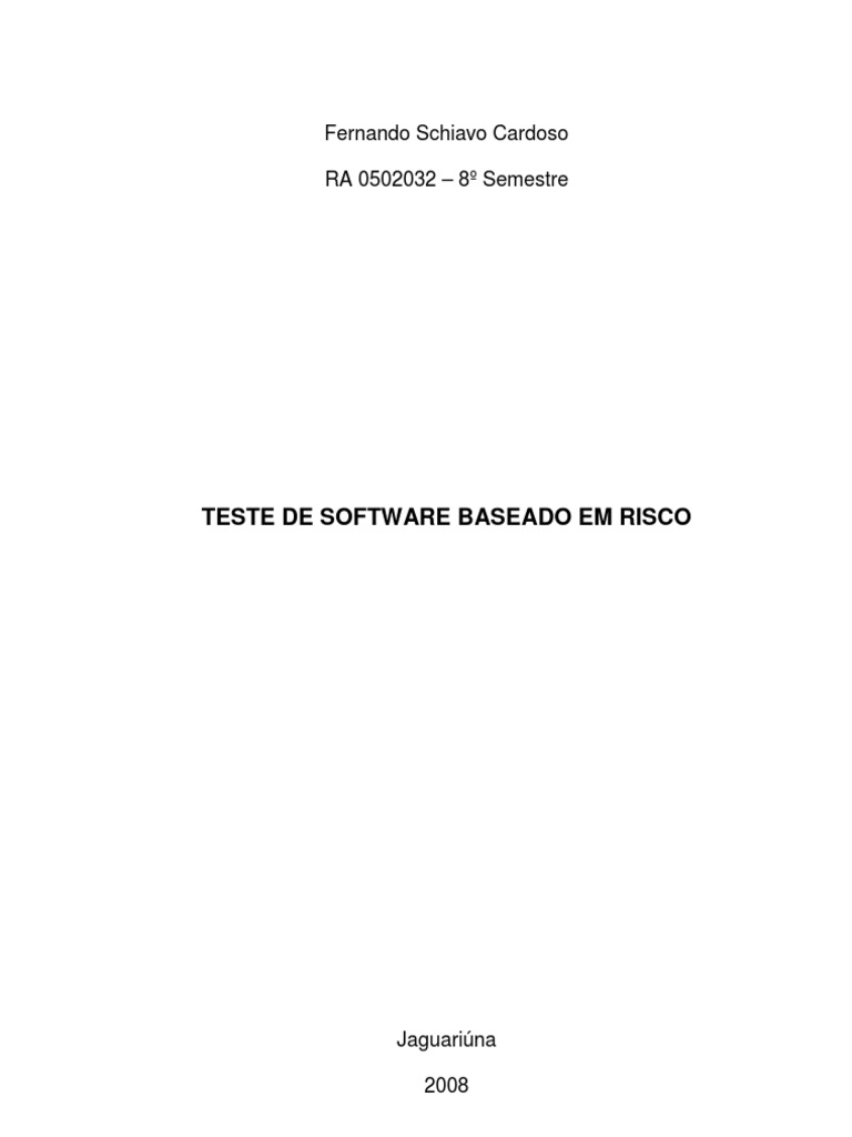 Teste de Software Baseado em Risco | PDF | Negócios