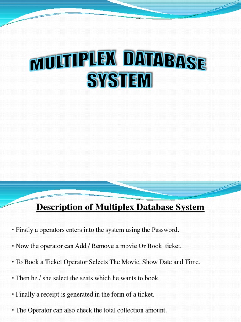 Multiplex Database System | PDF | Ticket (Admission) | Databases