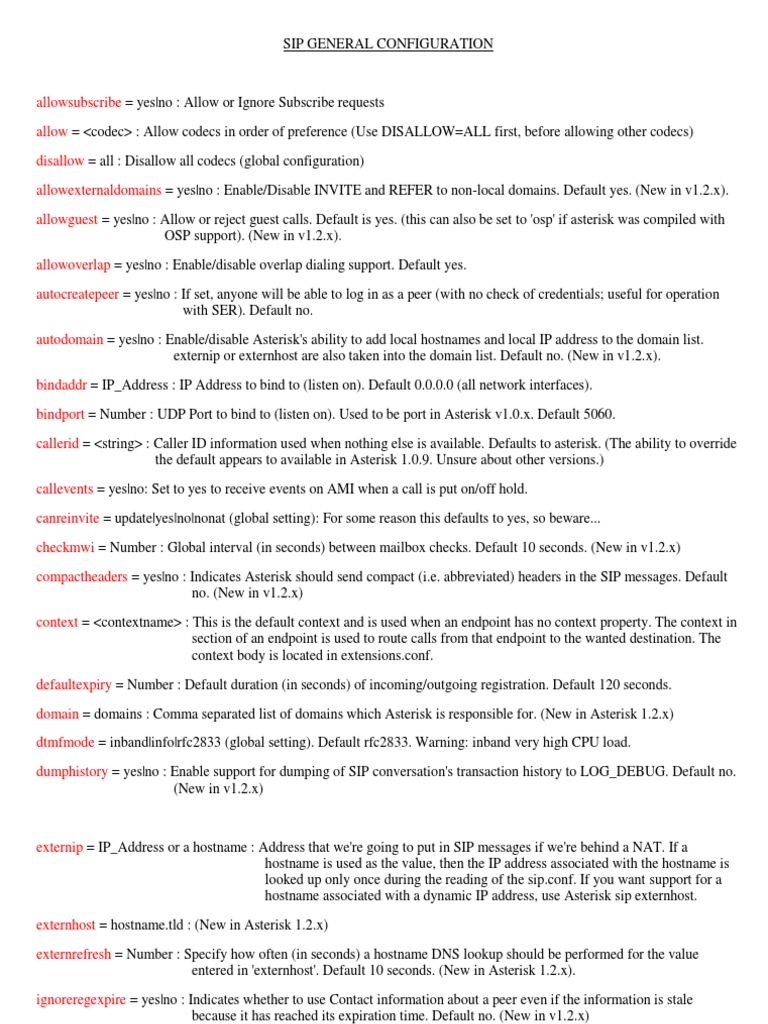 Asterisk SIP Configuration Guide | PDF | Session Initiation Protocol ...