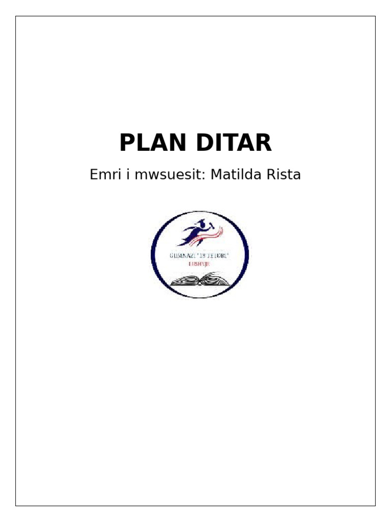 PLAN DITAR Matilda Rista | PDF