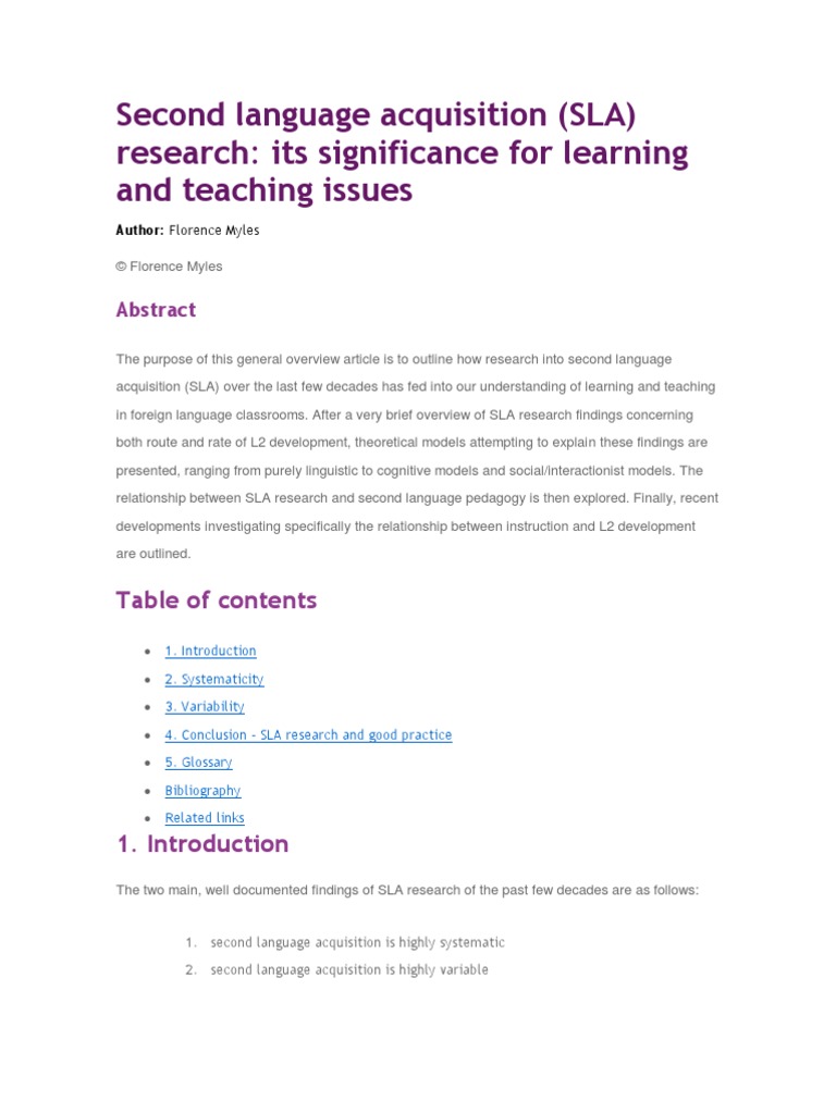 Second Language Acquisition Research | PDF | Second Language ...