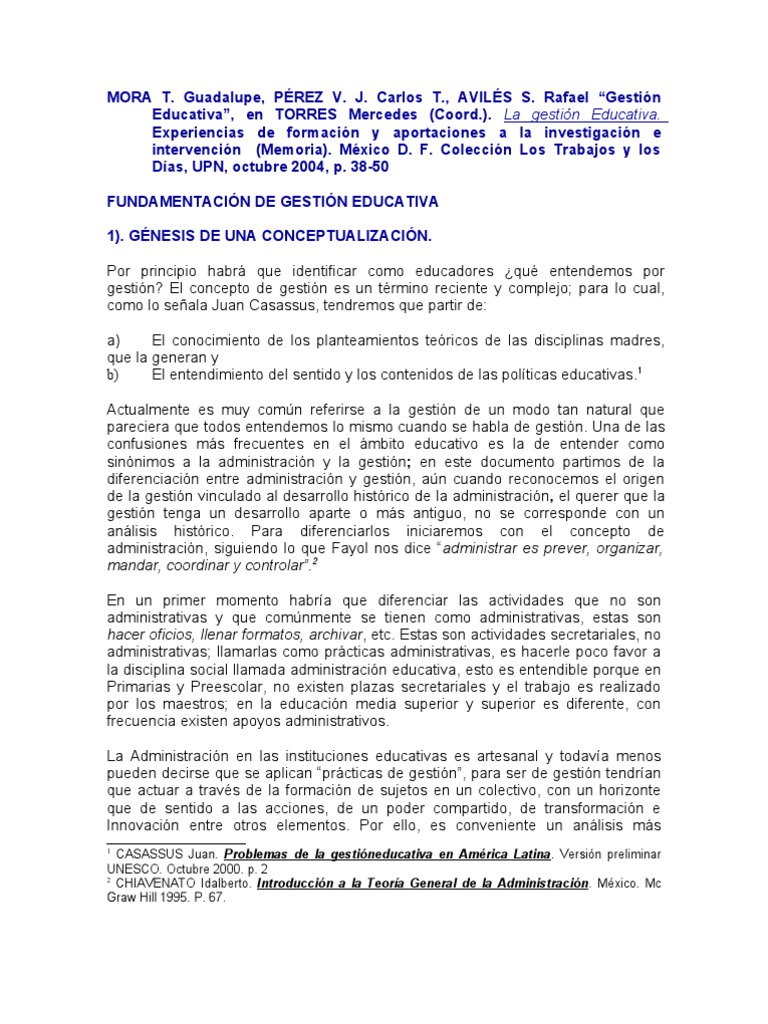Fundamentos de la Gestión Educativa | PDF | Modernidad | Conocimiento