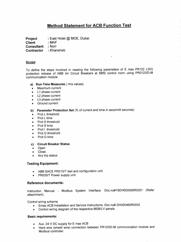 Method Statement For ACB Testing | PDF | Foreign Language Studies