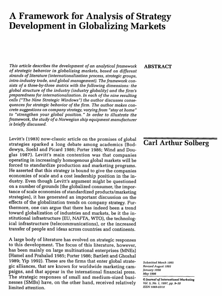 George Yip Model Of Drivers Of Internationalisation
