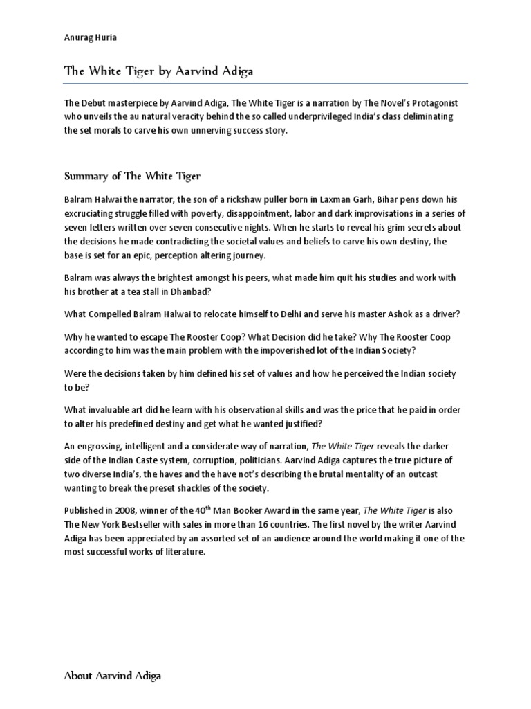 The White Tiger Fiction & Literature Free 30day Trial Scribd