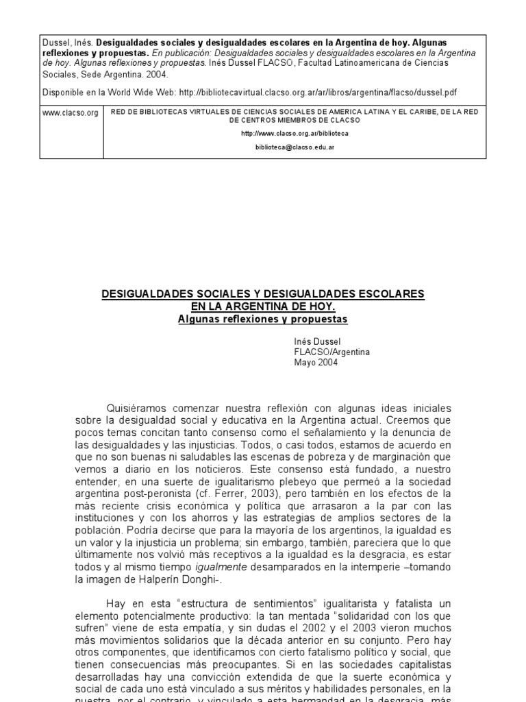 Desigualdades sociales y educativas en Argentina | PDF | Desigualdad ...