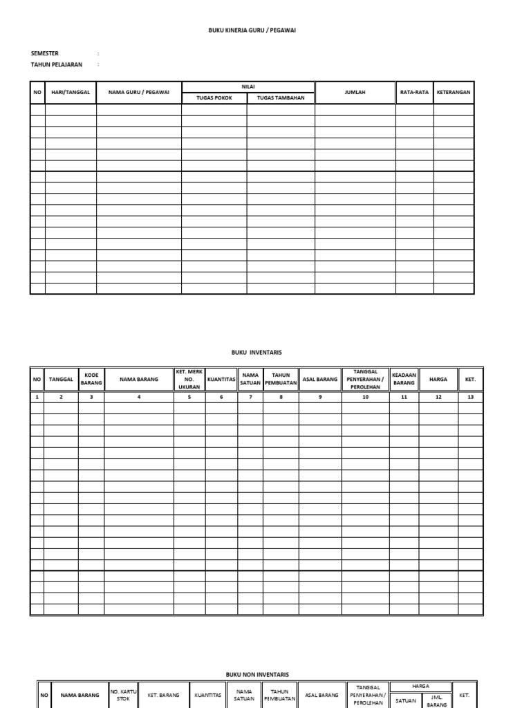 Format Kelengkapan Administrasi Sekolah