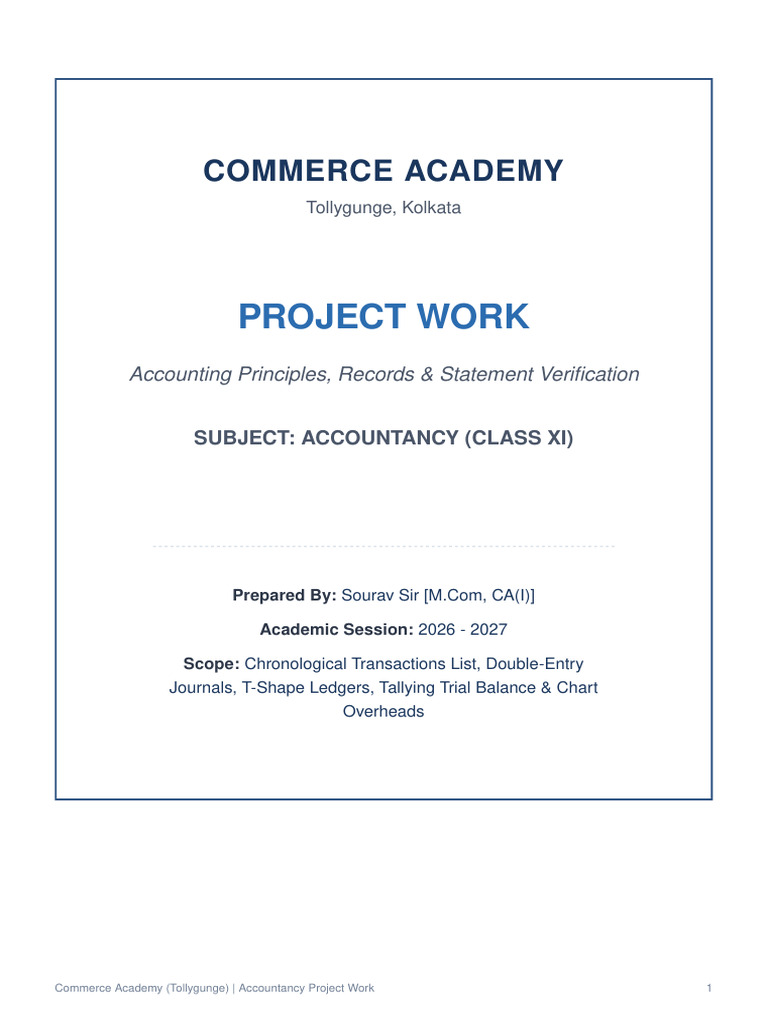 Class XI Accountancy Project Complete Framework | PDF | Debits And ...