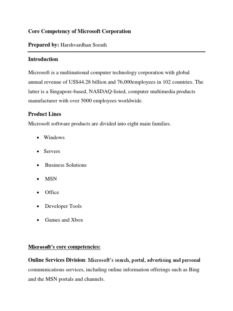 Microsoft Core Competencies Overview | PDF | Msn | Microsoft