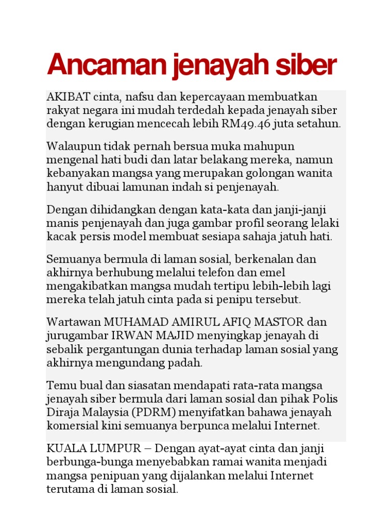 Ancaman Jenayah Siber Pdf