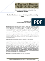 O Individualismo Como Estratégia de Cuidado de Si Na Sociedade de Consumo