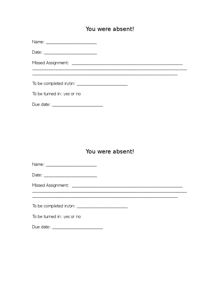 Absence Notification and Assignment Form | PDF | Finance & Money Management