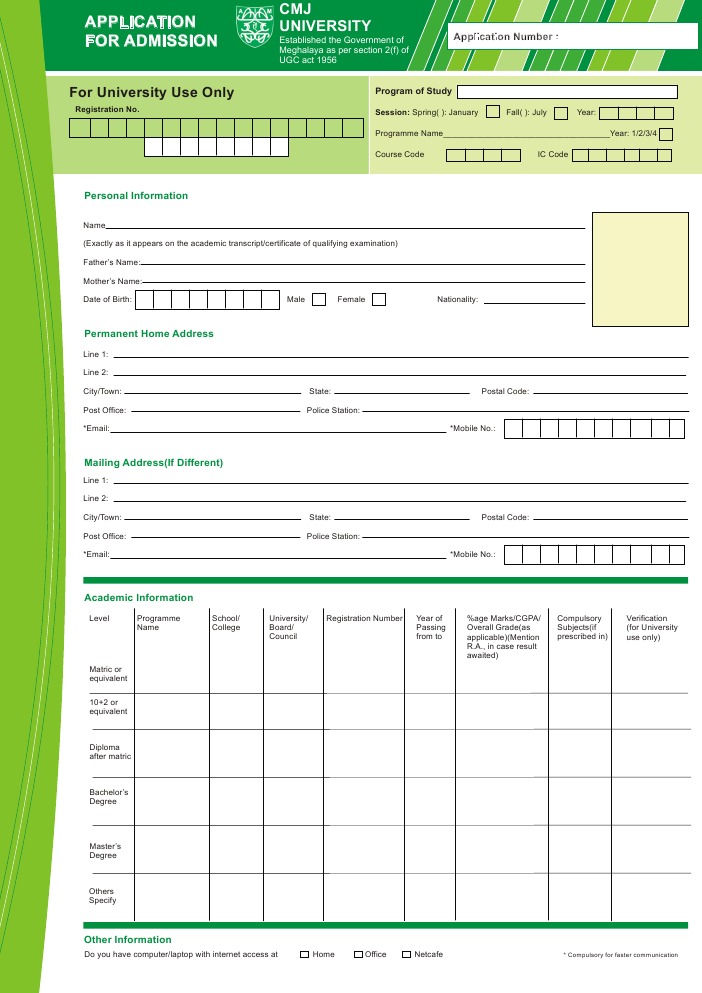 CMJApplicationForm Latest | PDF