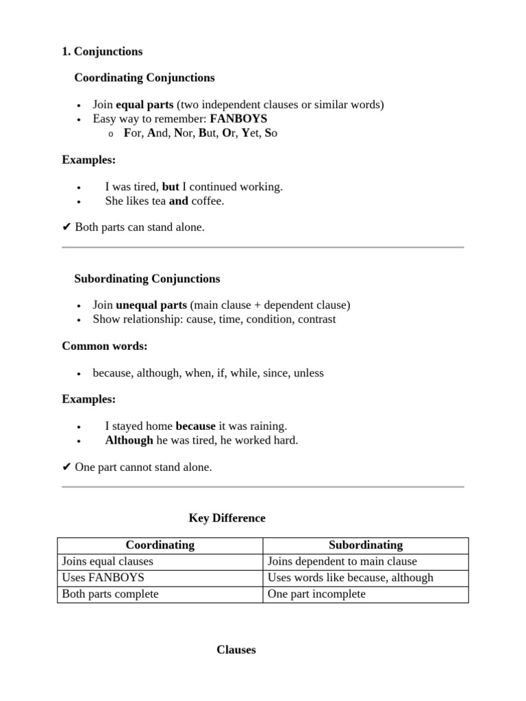 Sentence Types and Conjunctions | PDF | Clause | Linguistics