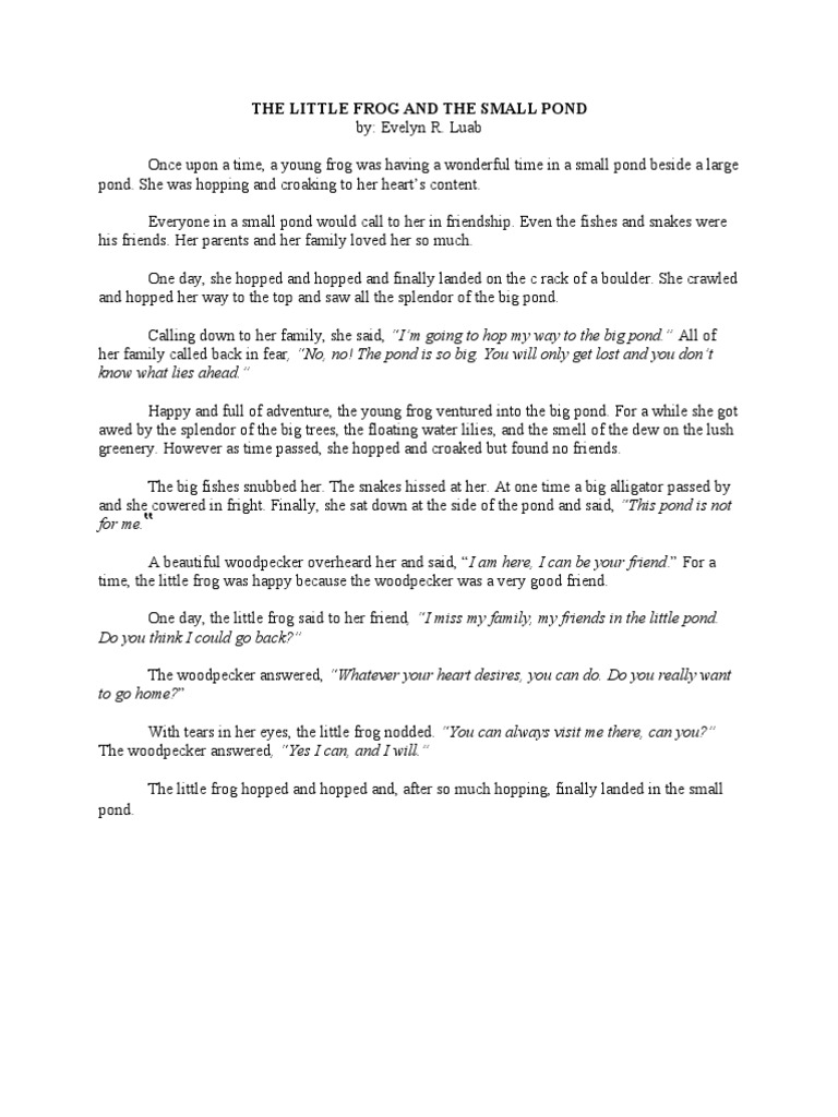 The Little Frog's Pond Adventure | PDF
