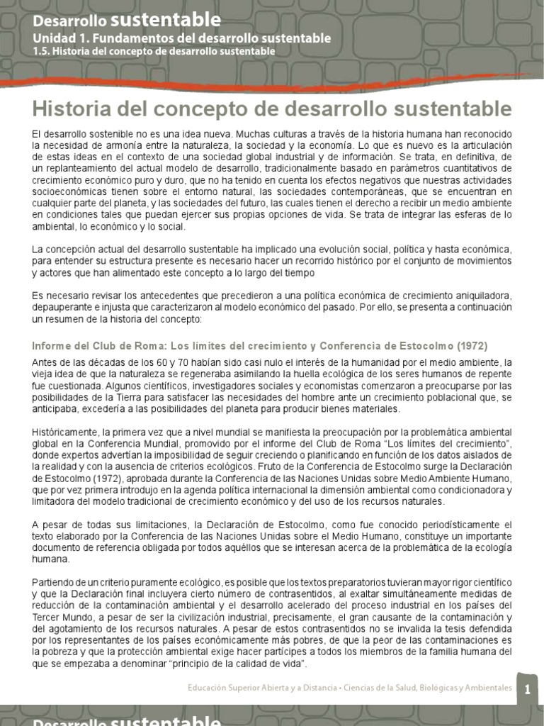 1. Historia Del Concepto de Desarrollo Sustentable