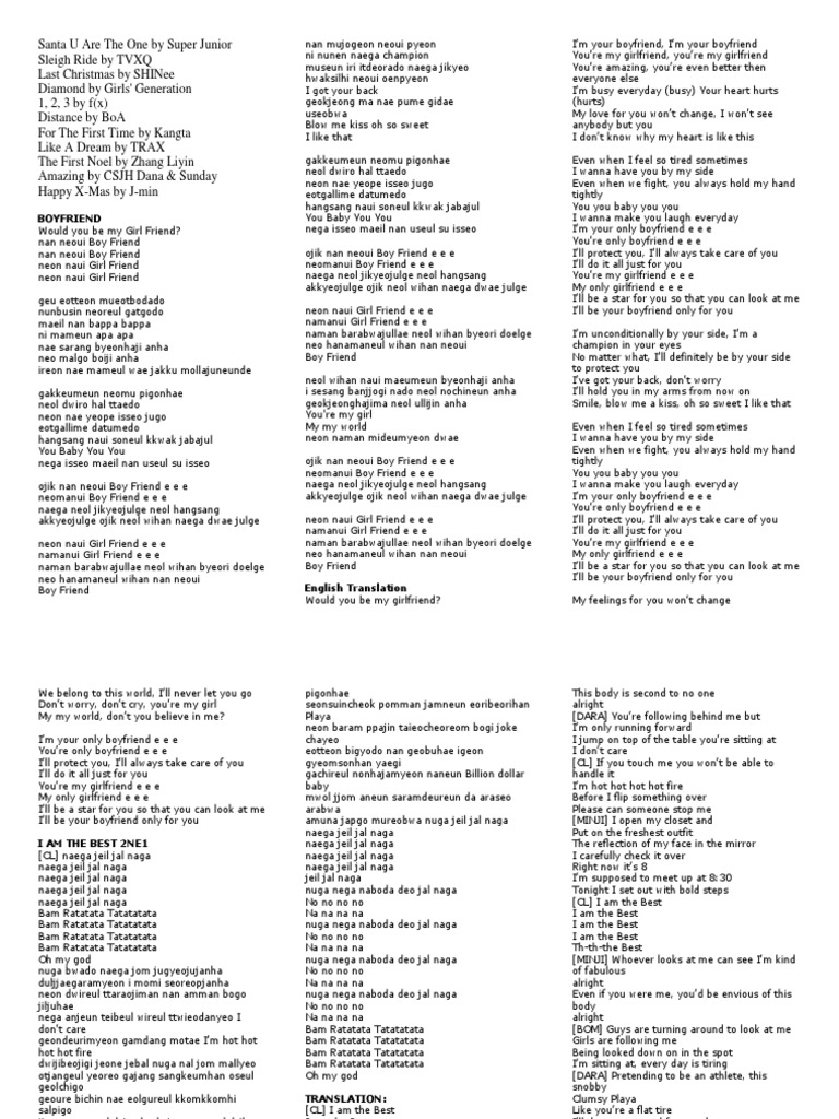 Korean Lyrics Pdf