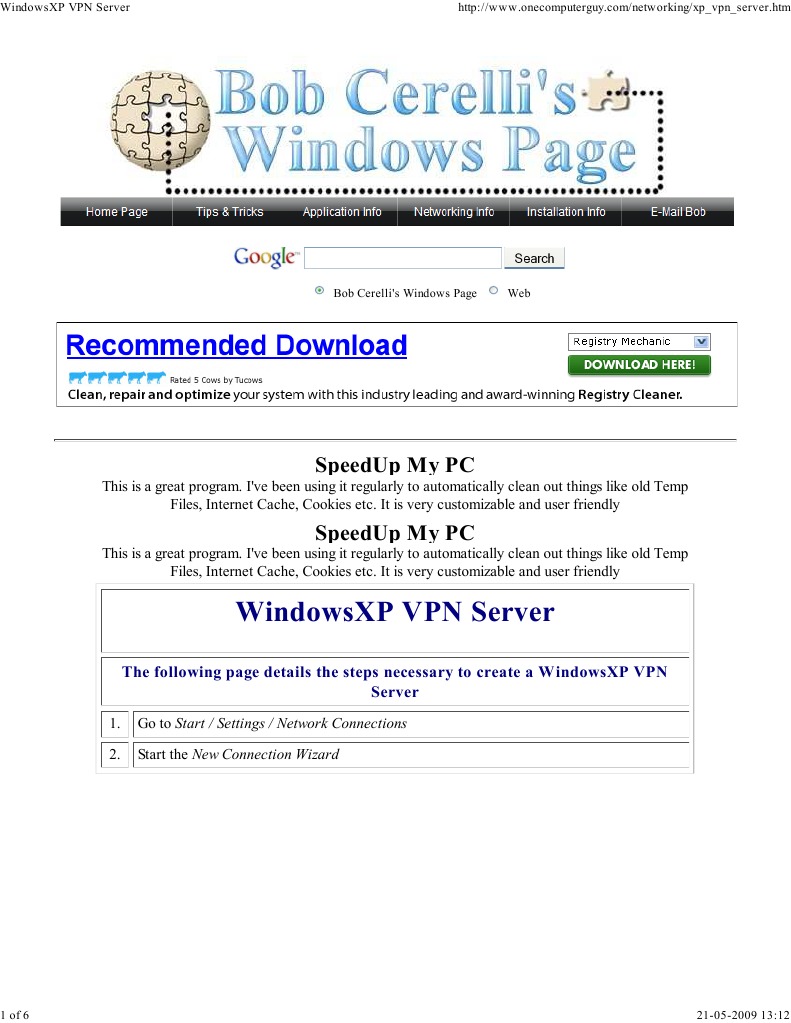 WindowsXP VPN Server | PDF | Computers | Technology & Engineering