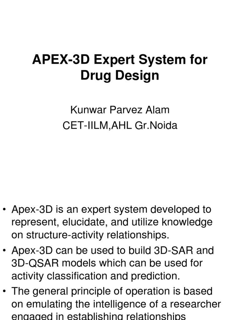 APEX3D Expert System For Drug Design PDF Databases Applied