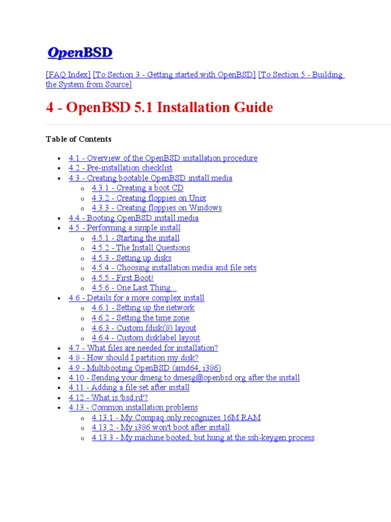 OpenBSD 5.1 Installation Guide | PDF | Booting | Domain Name System