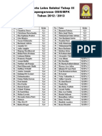 Daftar Nama Siswa Seleksi OSIS Tahap 3 SMAN 49 Jakarta 2012/2013