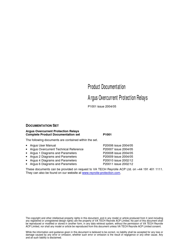 P1001 Argus Overcurrent Document Set | PDF | Computing | Computing And ...